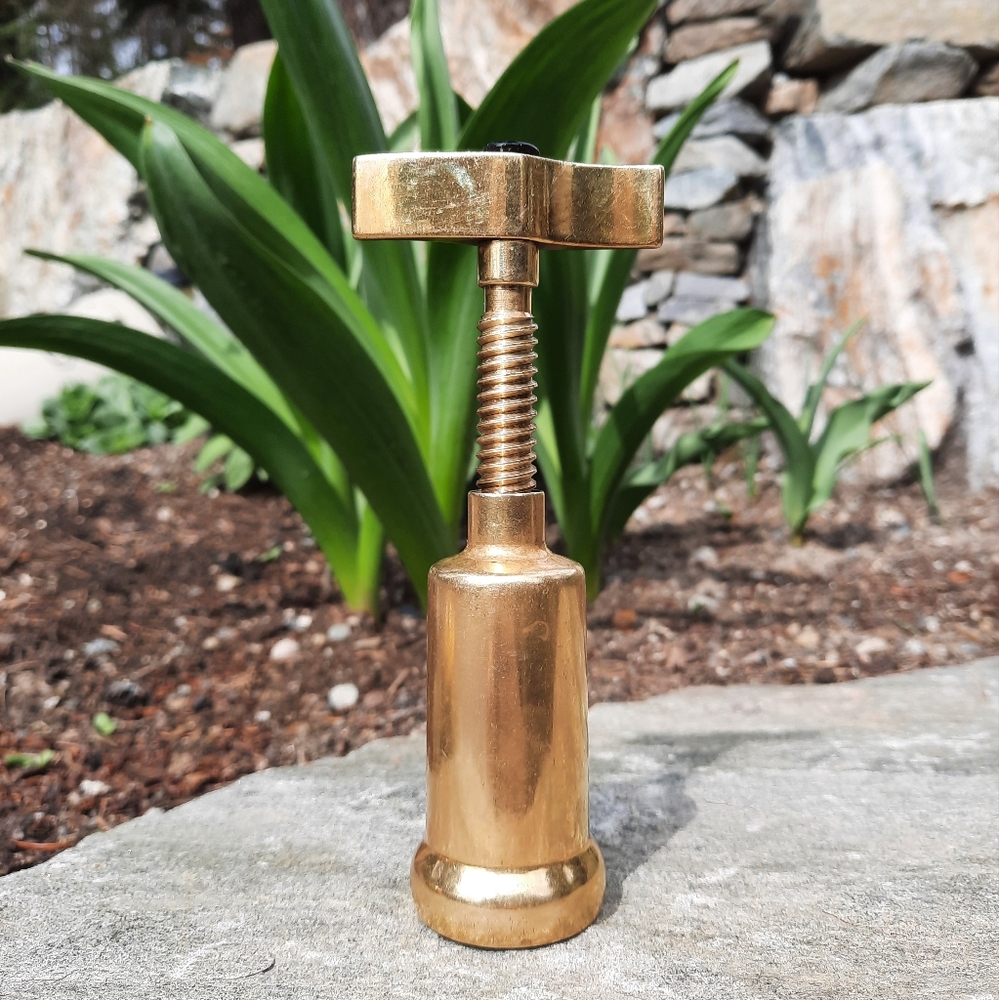 Vintage Mid Century Italian Solid Brass Closed Barrel Corkscrew, Italian Vintage